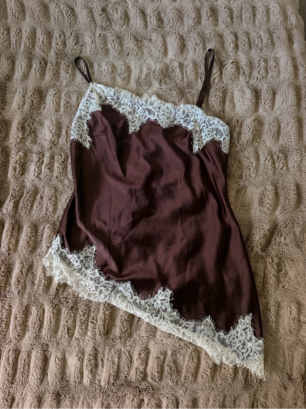Princess Polly Asymmetrical Lace Silk Tank Top